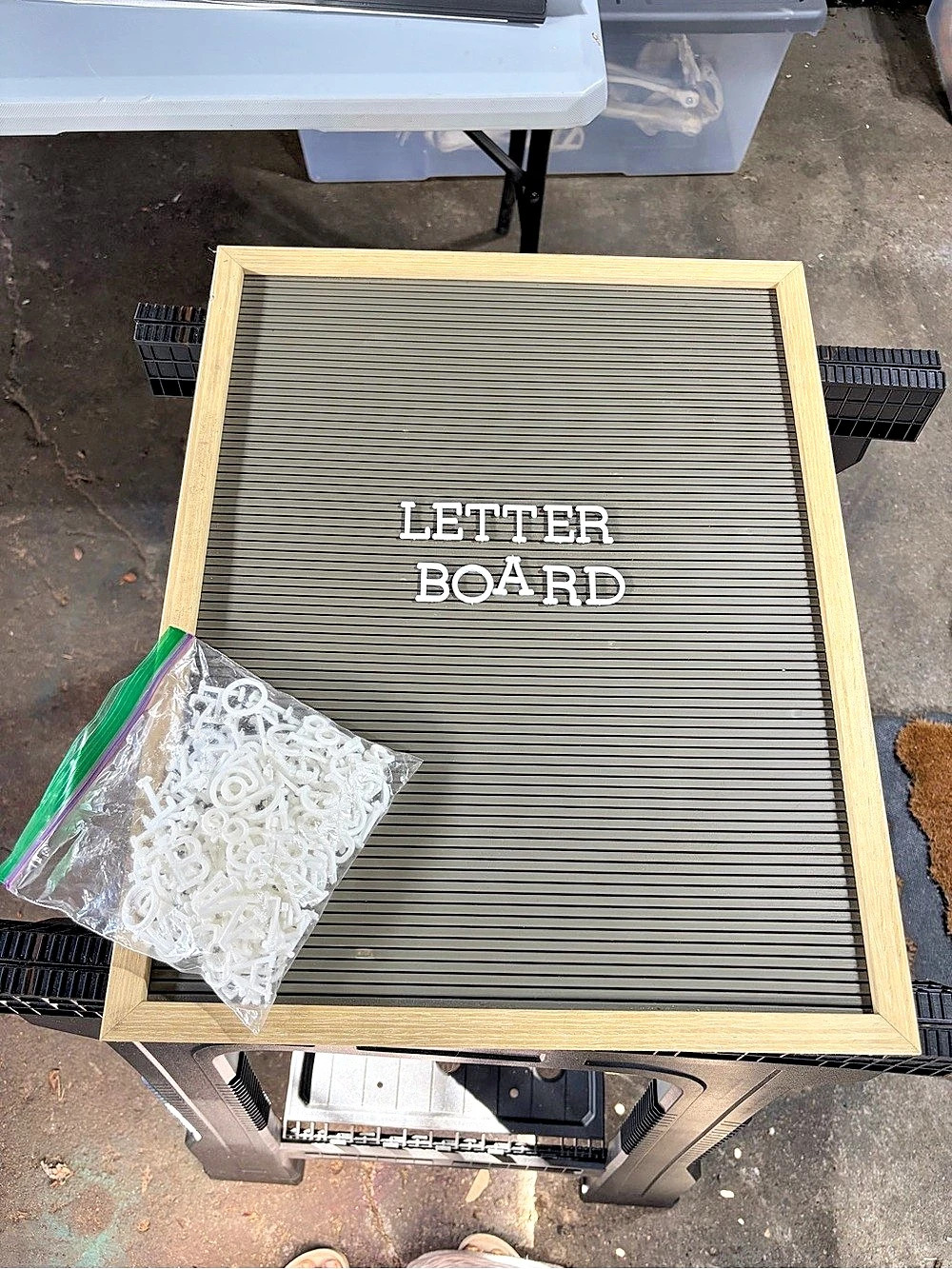 Wood & Gray Letter Board with White Letters